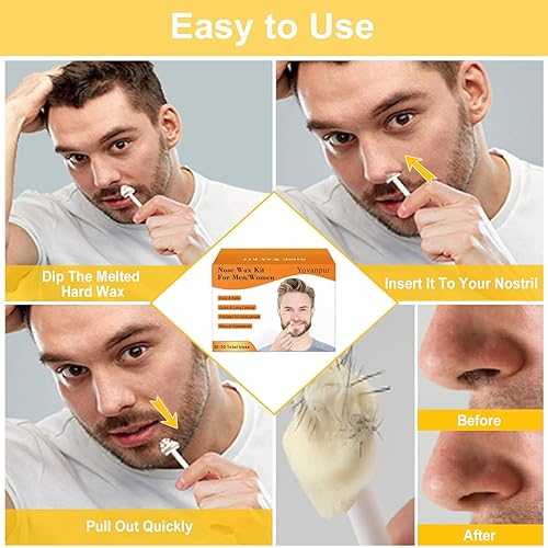 Miniatura 4 de Kit de cera nasal de 4.23 oz para hombres y mujeres, kit de depilación nasal con más cuentas de cera para el cabello de la nariz (20-30 usos), 30