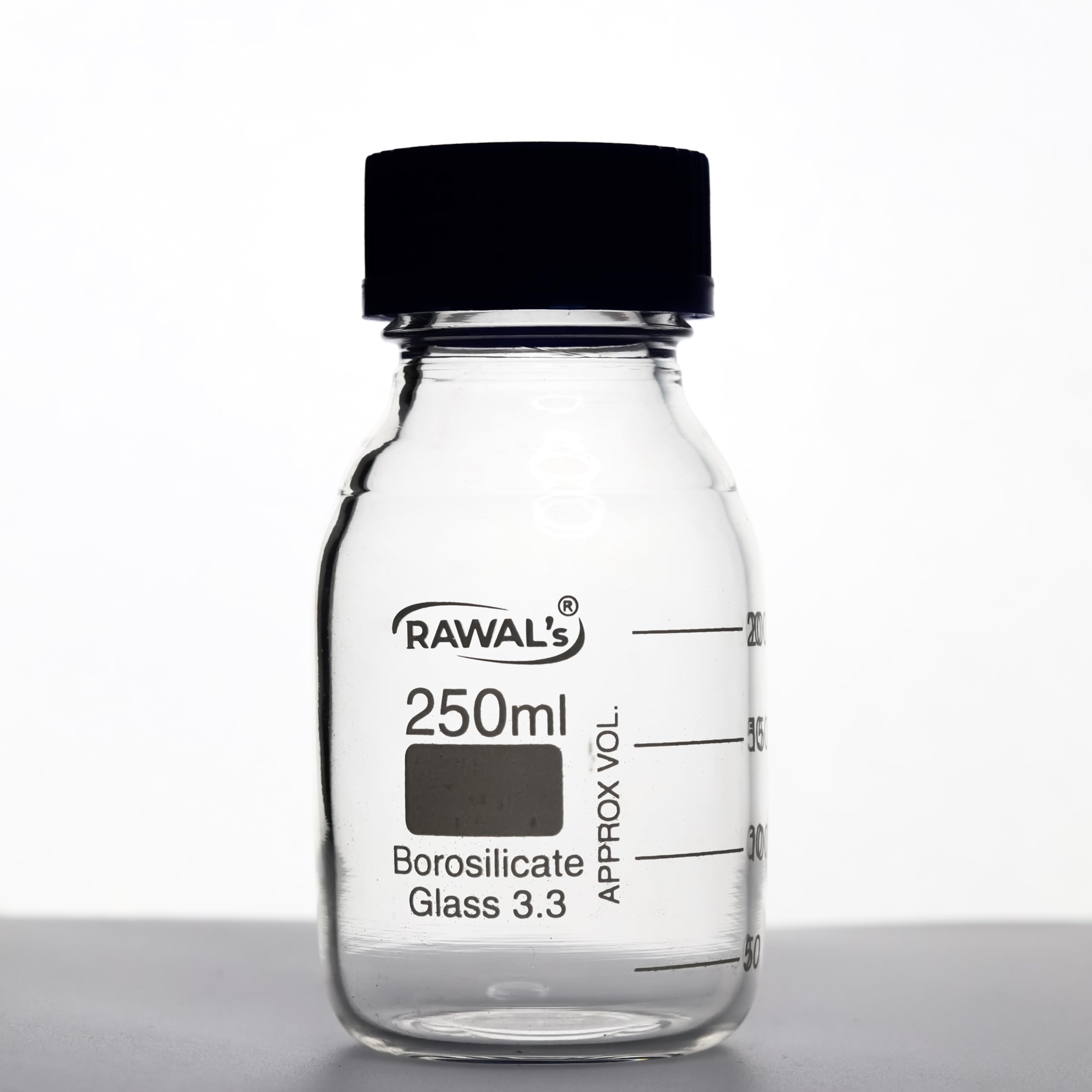 Borosilicate Glass 3.3 Reagent Bottles with Screw Cap, Lab Glassware (250 ml)