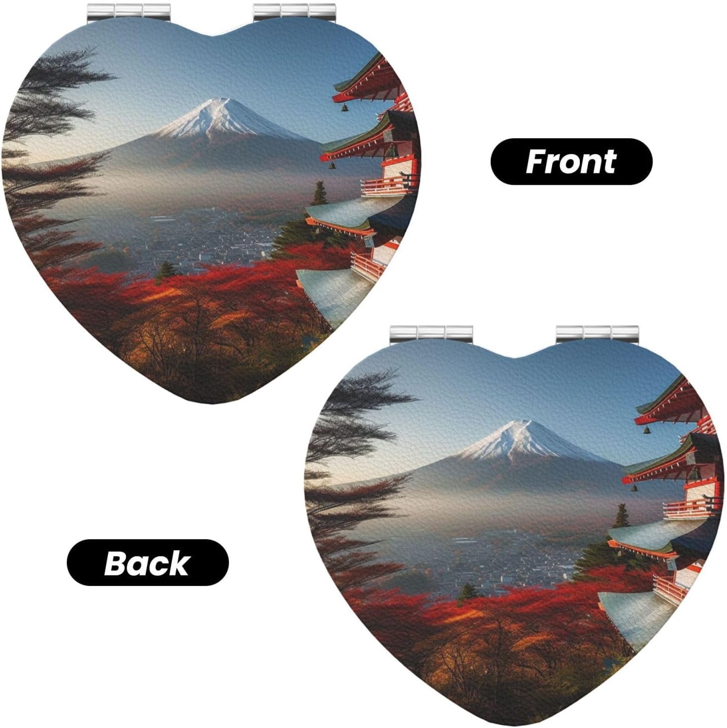 Japan Mount Fuji Landscape Travel Makeup Mirror Double Sided 1X/2X Magnification Compact Vanity Mirror for Women Magnifying Cosmetic Mirror Folding Handheld Mirror for Purse Pocket image 2