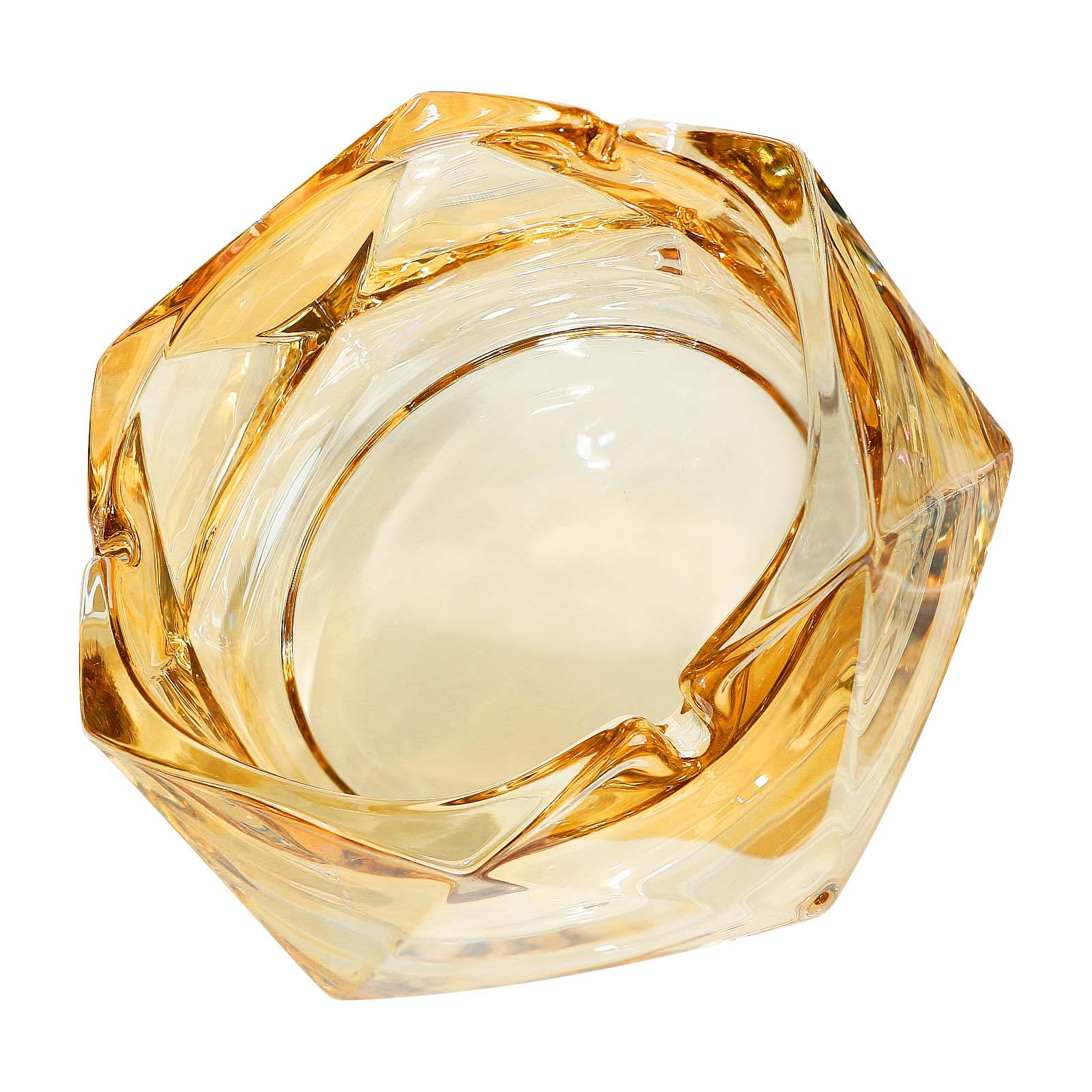 Glass Ashtray for Cigarettes, Tabletop Ashtray and Modern Decoration for Home Office Bar Restaurant Indoor Outdoor (Orange Large Size)