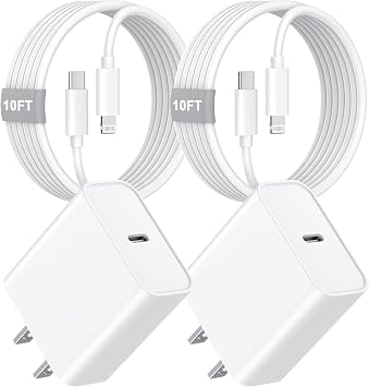 [Apple MFi Certified] iPhone 14 13 12 Charger 10FT, 20W USB C Charger Block