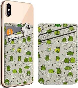 Pack of 2, Leather Cell Phone Wallet Cute Monkey Head Pattern Adhesive Card Holder Sleeves Credit Business ID Cards Pocket Wallets Stick on Back of Phone or Phone case