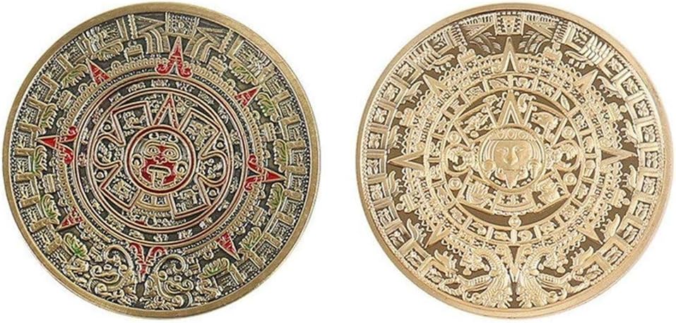 zcccom 2 pcs Set of Challenges Coins Deluxe Collector’s Set |Mayan Challenge Coin Each Coin Comes w/ a Plastic Round Display Case (2 Pcs Mayan Coin)