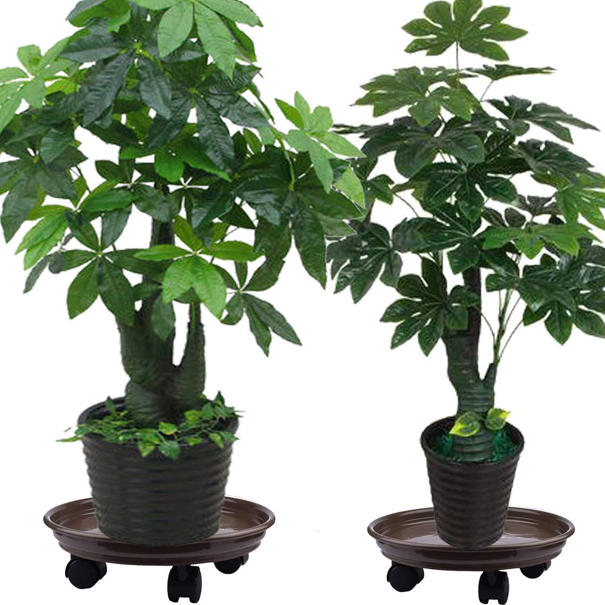 3 Pezzi 33 cm Carrello portapallet in plastica Supporto per Piante Rotondo portavasi, rotelle per Pallet ad Alte Prestazioni con Ruote (Marrone)
