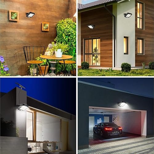 Miniatura 6 de Luz solar con sensor de movimiento para exteriores, paquete de 2, 56 LED, 300 LM súper brillante, panel solar dividido con cable de 16.5 pies, IP65