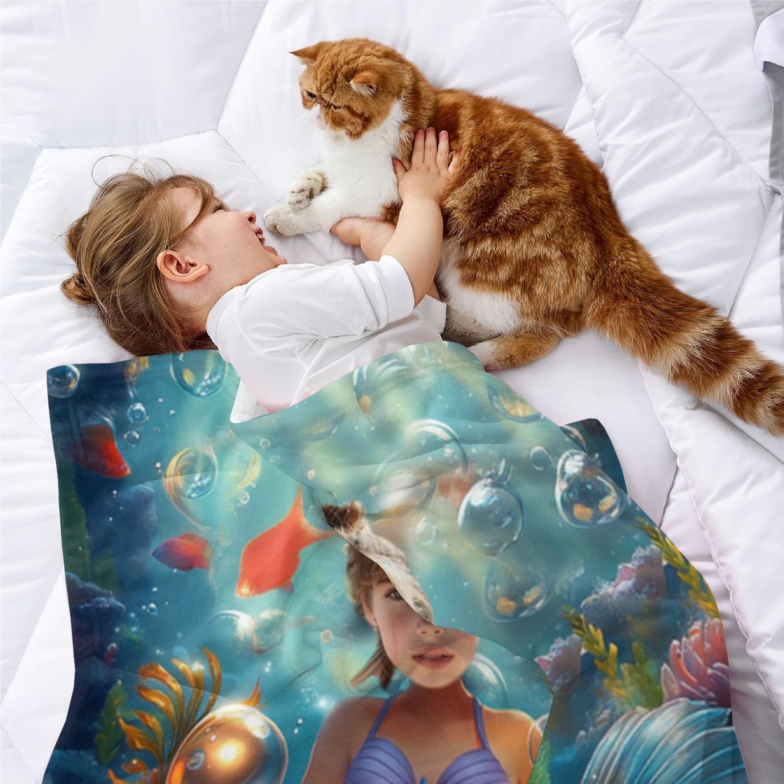 Personalized Mermaid Blanket For Kids – Custom Name Baby Blanket Gift For Girls (40x50 & Other Sizes) - View #8