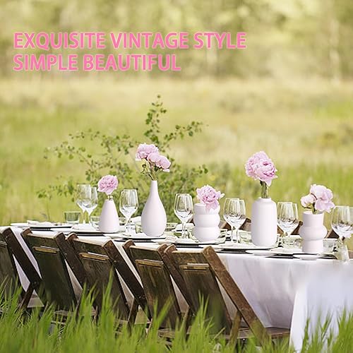 Miniatura 6 de Sameme Juego de 10 jarrones de cerámica blanca de 5 pulgadas, jarrones pequeños a granel para flores, jarrones modernos para hierba floral y de