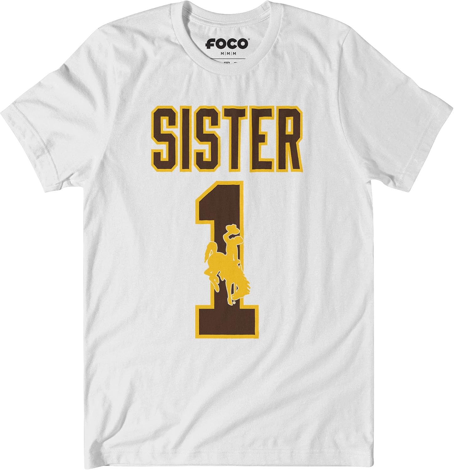 FOCO Wyoming Cowboys NCAA Womens Number 1 Sister T-Shirt - White - XXXL
