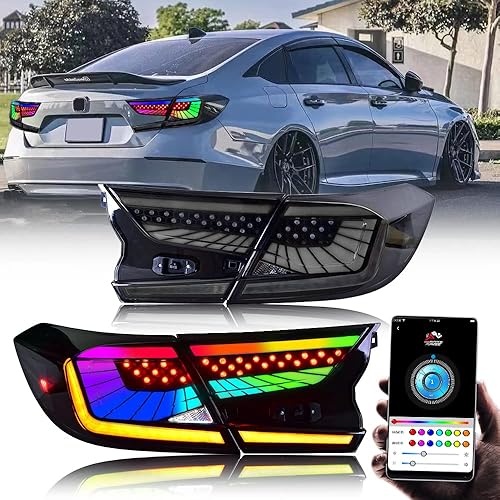 T T-ABC Luces traseras compatibles con Honda Accord 2018-2022 EX EXL LX Sport Touring luces traseras híbridas secuenciales de 10ª generación,