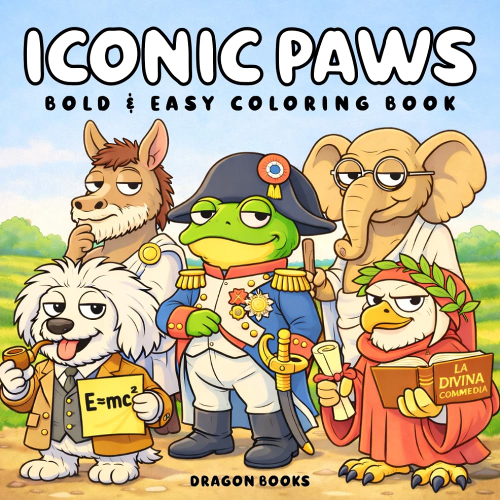 Iconic Paws: Bold & Easy Cute Animal Coloring Book for Adults, Teens and Kids — Cozy Iconic Scenes for Relaxation, Mindfulness & Creative Fun (Bold & Easy Coloring Book)