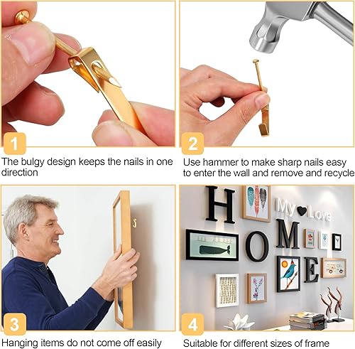 Miniatura 4 de Kit de 184 piezas para colgar cuadros, colgadores de cuadros de 20lb, 30lb y 50lb, ganchos metálicos para colgar cuadros con clavos, en paneles