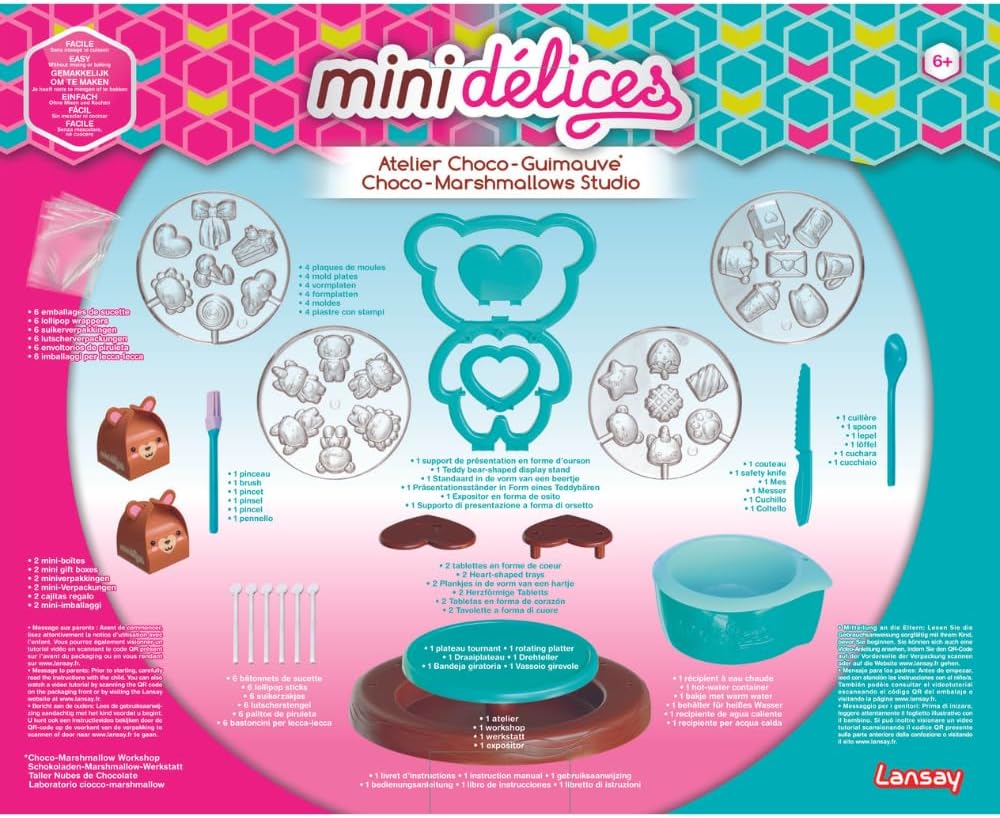 MINI DELICE 17890 Atelier Choco Creates Cute Animals and Chocolate Shapes with Marshmallow Heart-Makes Lollipops-Complete and Easy to Use Workshop-Suitable for Ages 6 and Above
