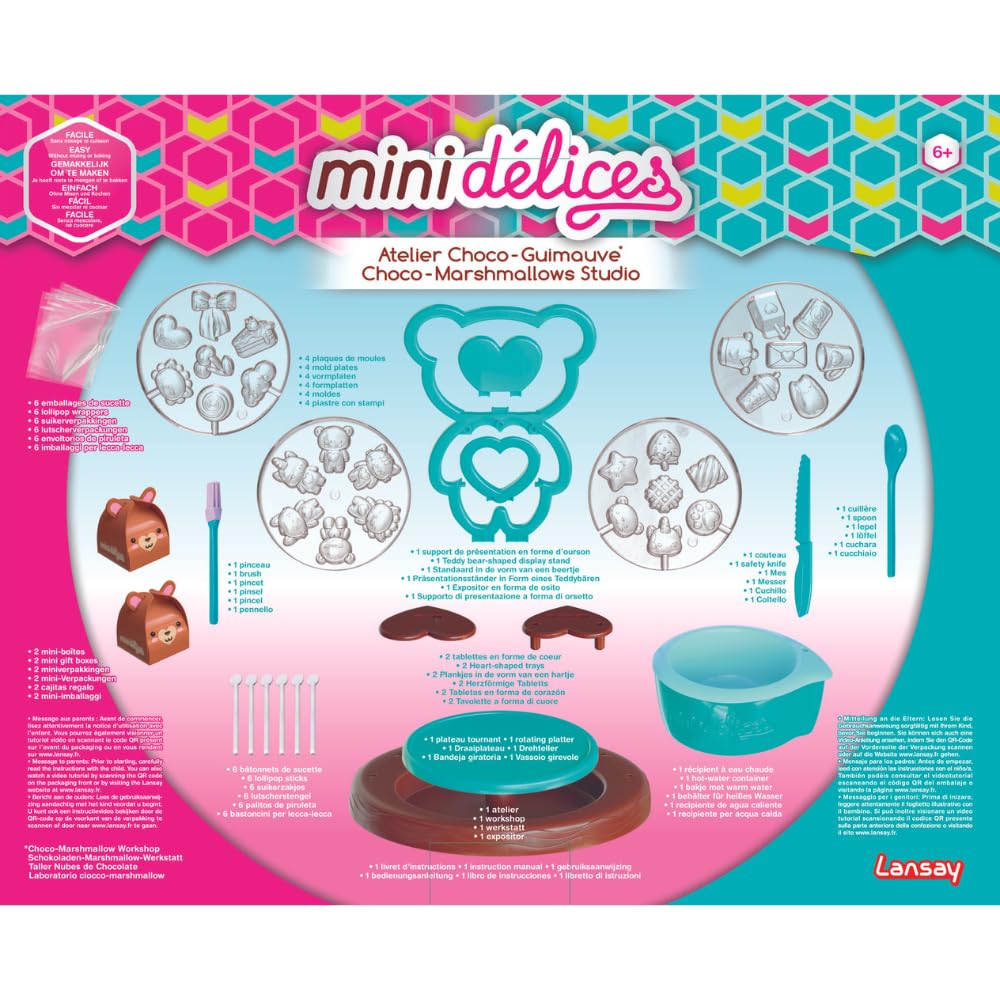 Lansay - Mini DÉLICES - Atelier Choco Guimauve - Crée des Animaux Mignons et Formes Chocolatées au Cœur Guimauve - Fabrique des Sucettes - Atelier Complet et Facile à Utiliser - Dès 6 Ans
