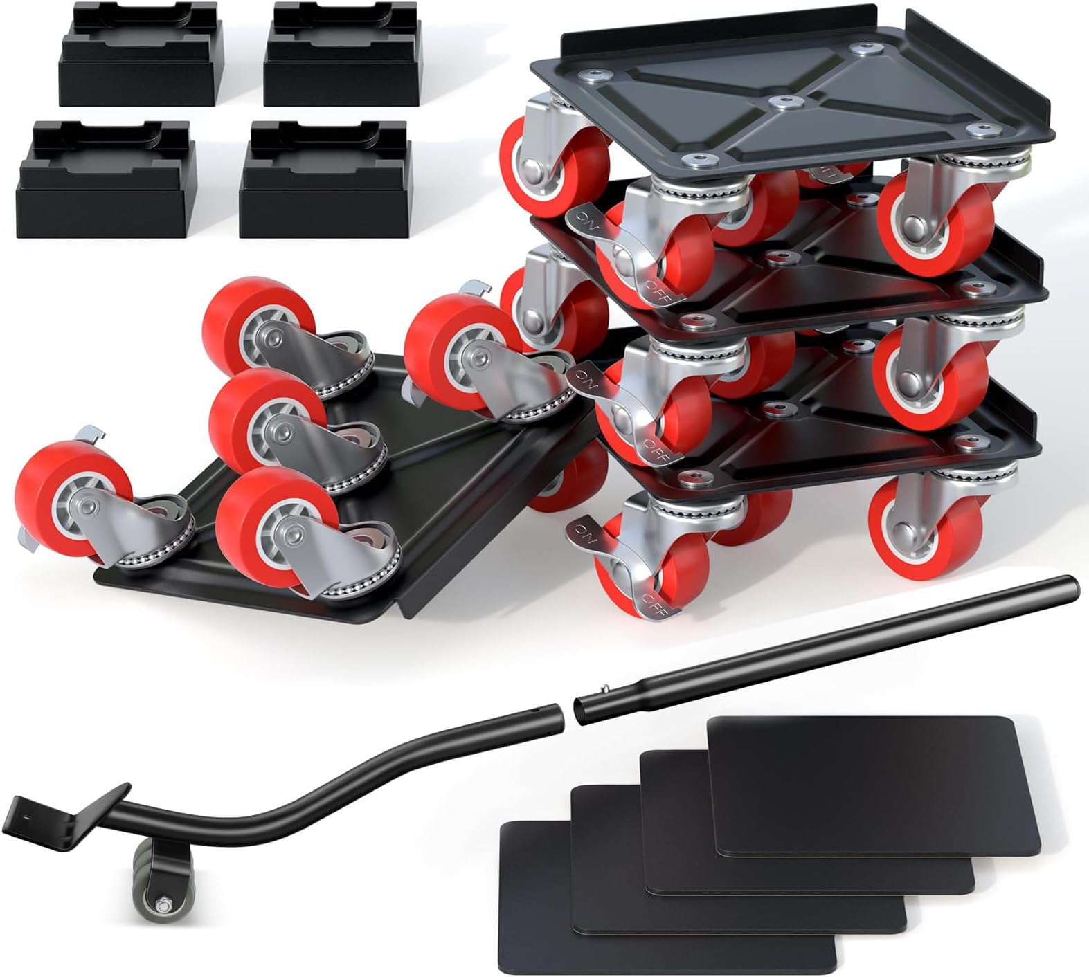 Furniture Dolly, Furniture Mover Pro Set, Furniture Lifter with 5 360° Rotatable Rubber Universal Wheels, Carbon Steel Panel Furniture Movers, Maximum Load 3086 LBS