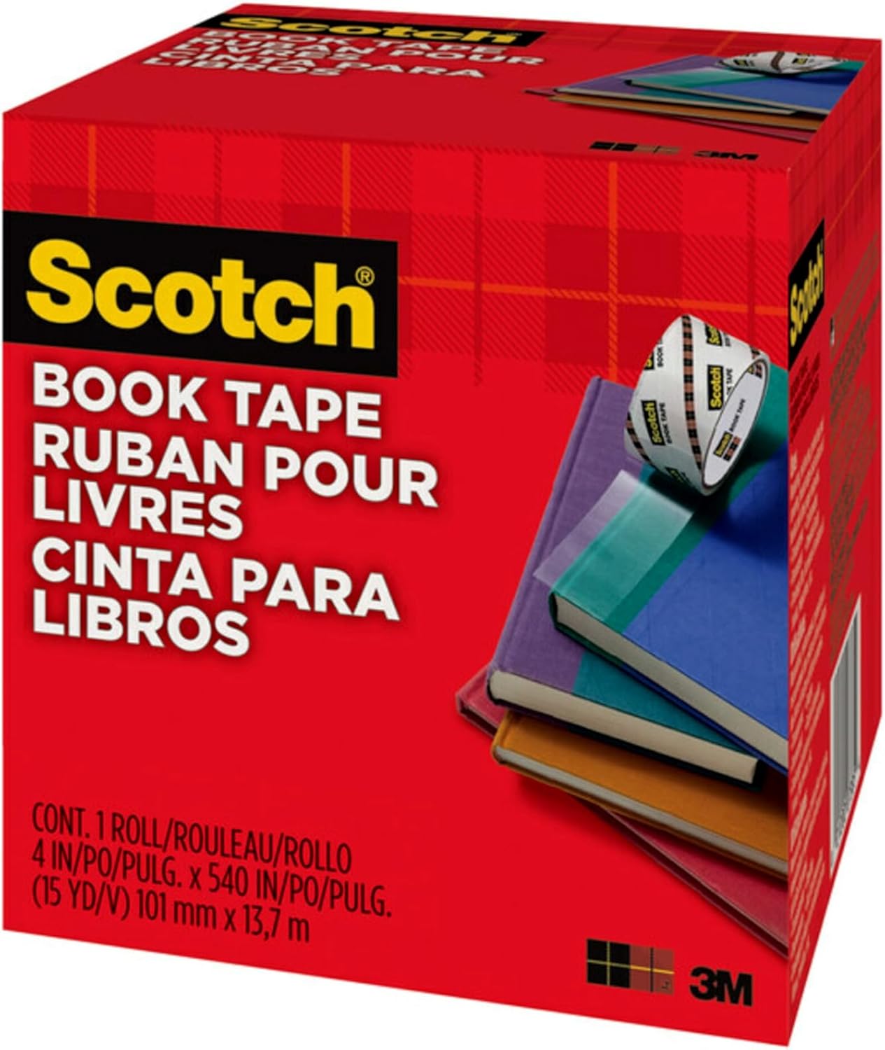 Scotch Book Tape, 4 in x 540 in, Excellent for Repairing, Reinforcing Protecting, and Covering (845-400)