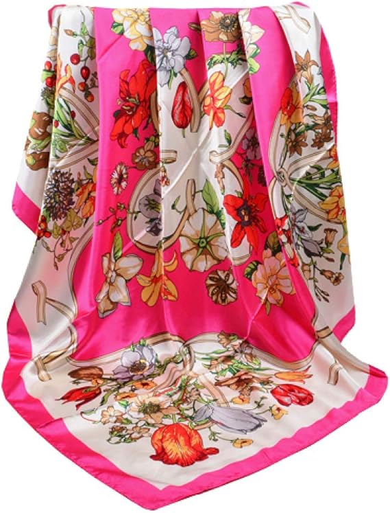DHHY Seidenschal Mit Blumenmuster Für Frauen, Großer Quadratischer