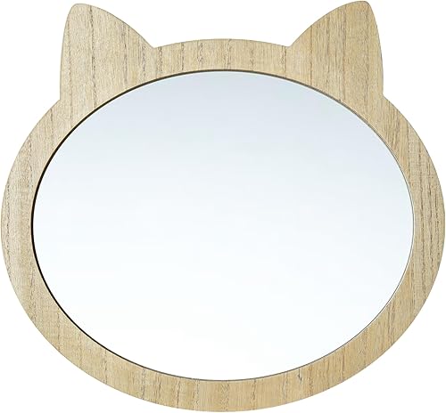 SWTHONY Espejos pequeños de gato bohemio de 12.6 x 13.6 pulgadas para decoración de pared, espejo de pared con marco de madera rústico y bonito,