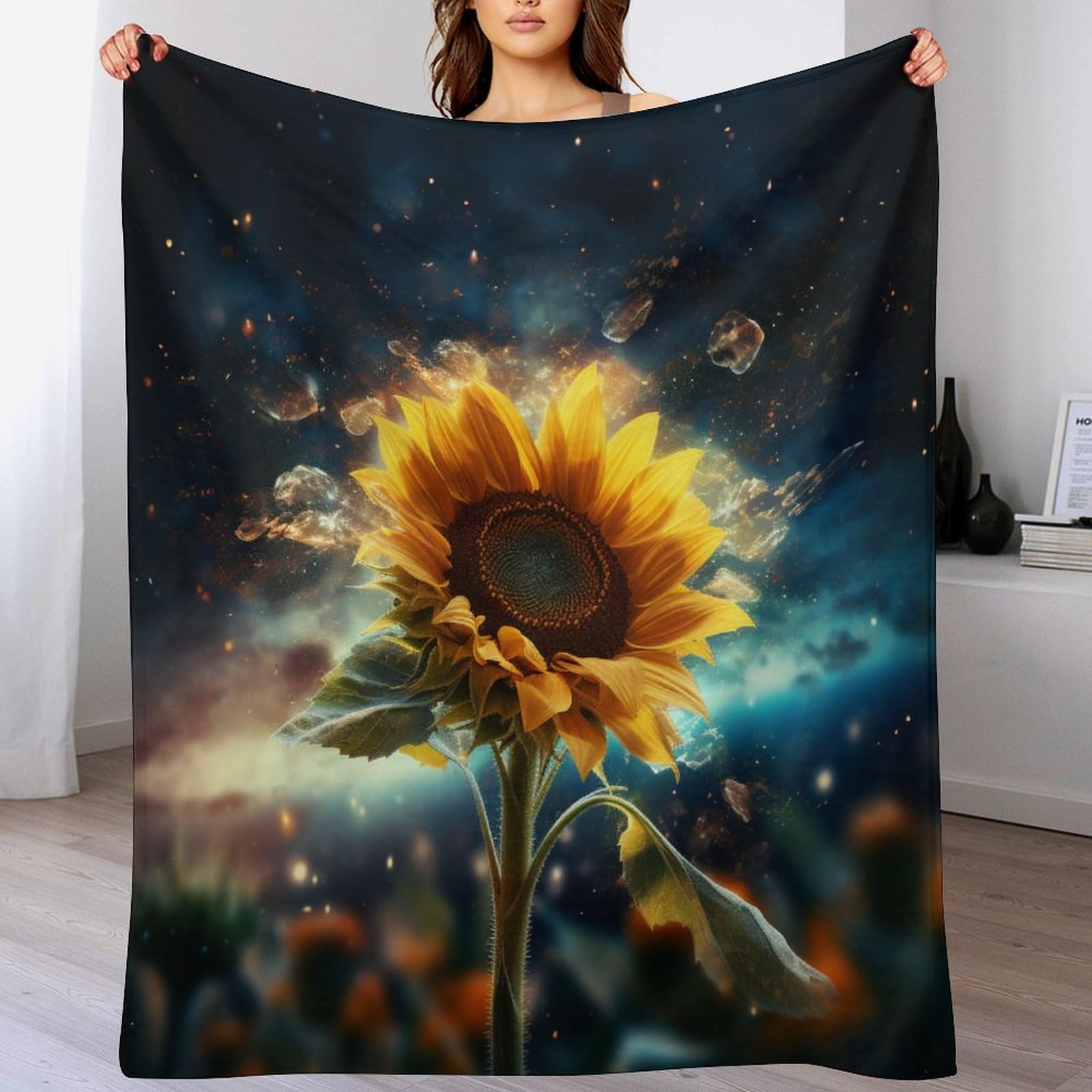 Couverture polaire Tournesol Star pour vos soirées cocooning canapé