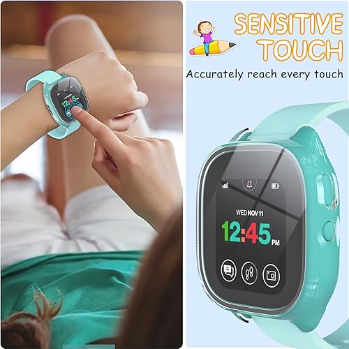 Miniatura 4 de BESINPO Paquete de 2 Gizmo Watch 3 protectores de pantalla, funda para Gizmo Watch 3 niños, vidrio templado 9H, policarbonato duro, cobertura