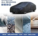 Kayme Housse de voiture personnalisée pour Ford Mustang, Chevy Camaro, Windproof mis à jour & 100% Imperméable. Couverture extérieure complète tout-temps Rain Sun Snow Protecteur avec fermeture à glissière et serviette.