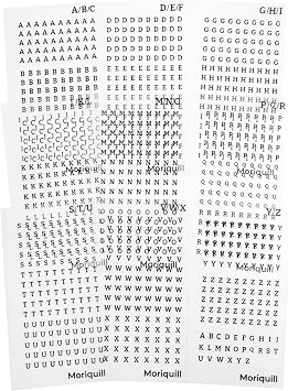 1281 Pcs Alphabet Stickers, 9 PET Sheets, 5 mm Black Capitals