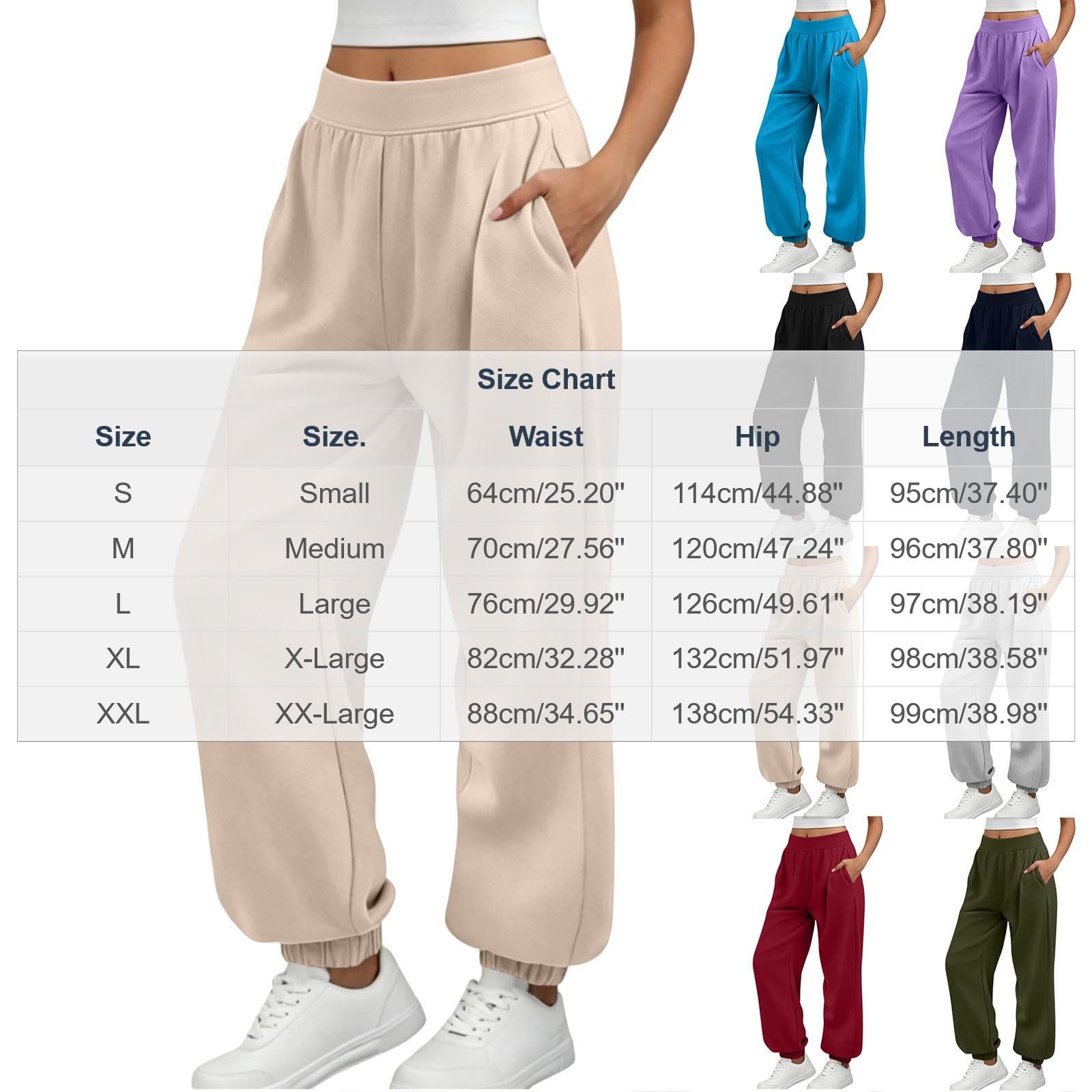 Generico Pantaloni Sportivi Donna Pantaloni Tuta Vita Alta Pantalone a Gamba Larga Larghi e Morbidi Pantalone Baggy con Tasche Pants Lunghi con Coulisse Regolabile per Allenamento Jogging Fitness