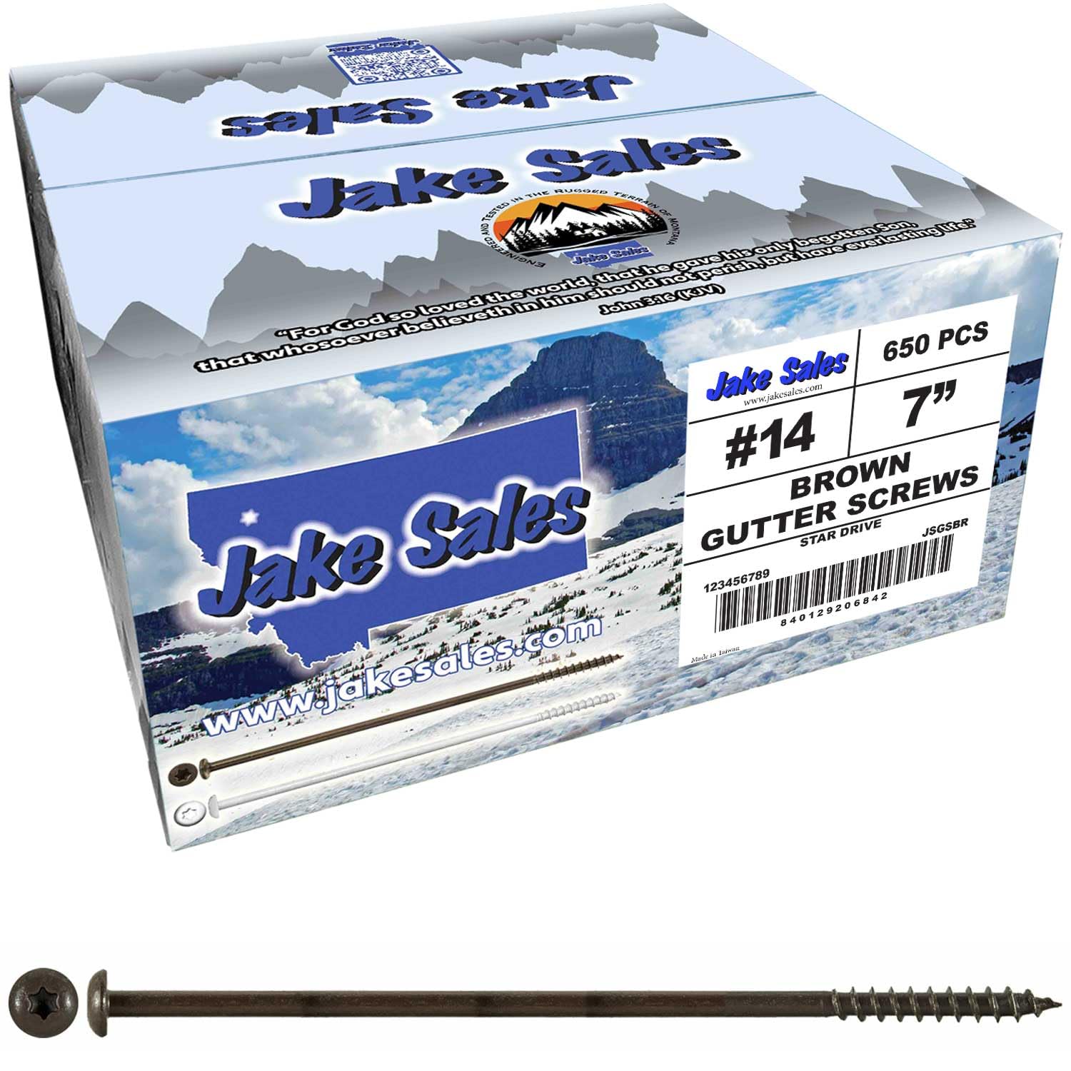 Jake Sales #14 x 7 Ceramic Coated Torx/Star Drive Gutter Screws - White Exterior Coated - T-30 Drive Head (50 Count)