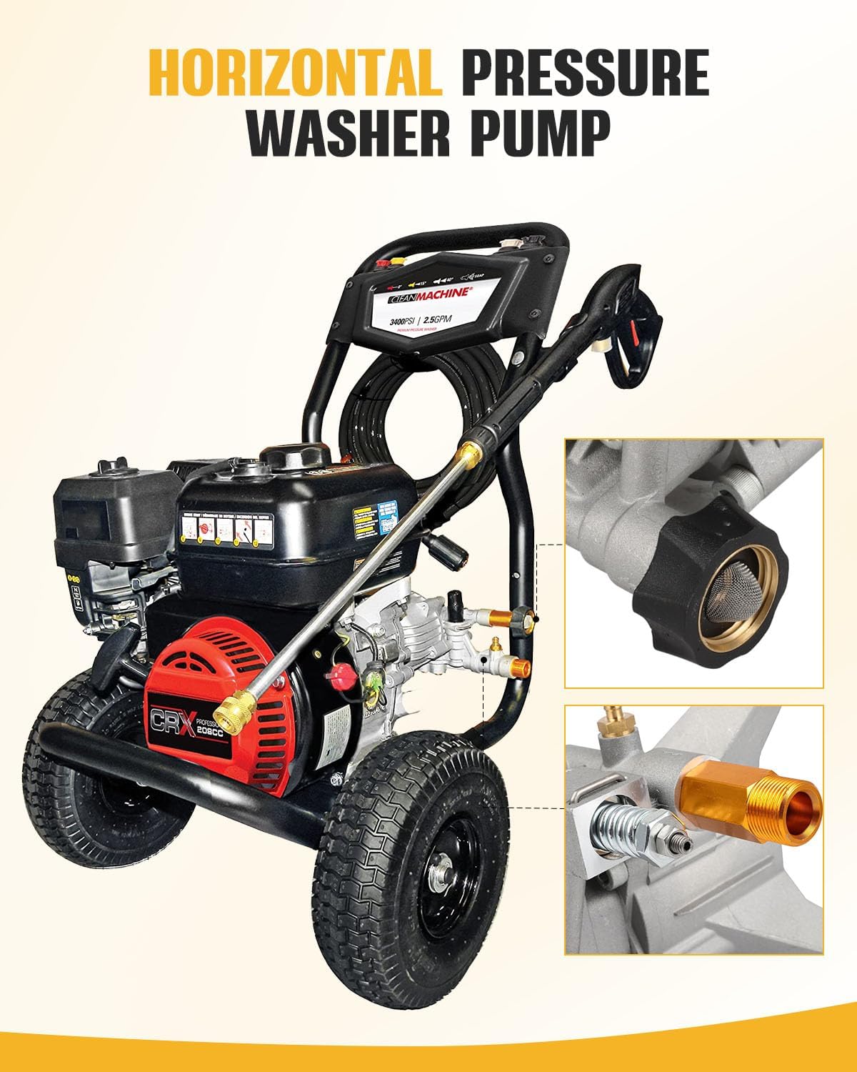 OCPTY Aluminum 7/8 Shaft Vertical Pressure Washer Pump 3000 PSI 2.5 GPM OEM; Replacement Pump for Power Washer, Replacement for Troybilt for Craftsman for Ryobi for honda Rear Facing Inlet/Outlet