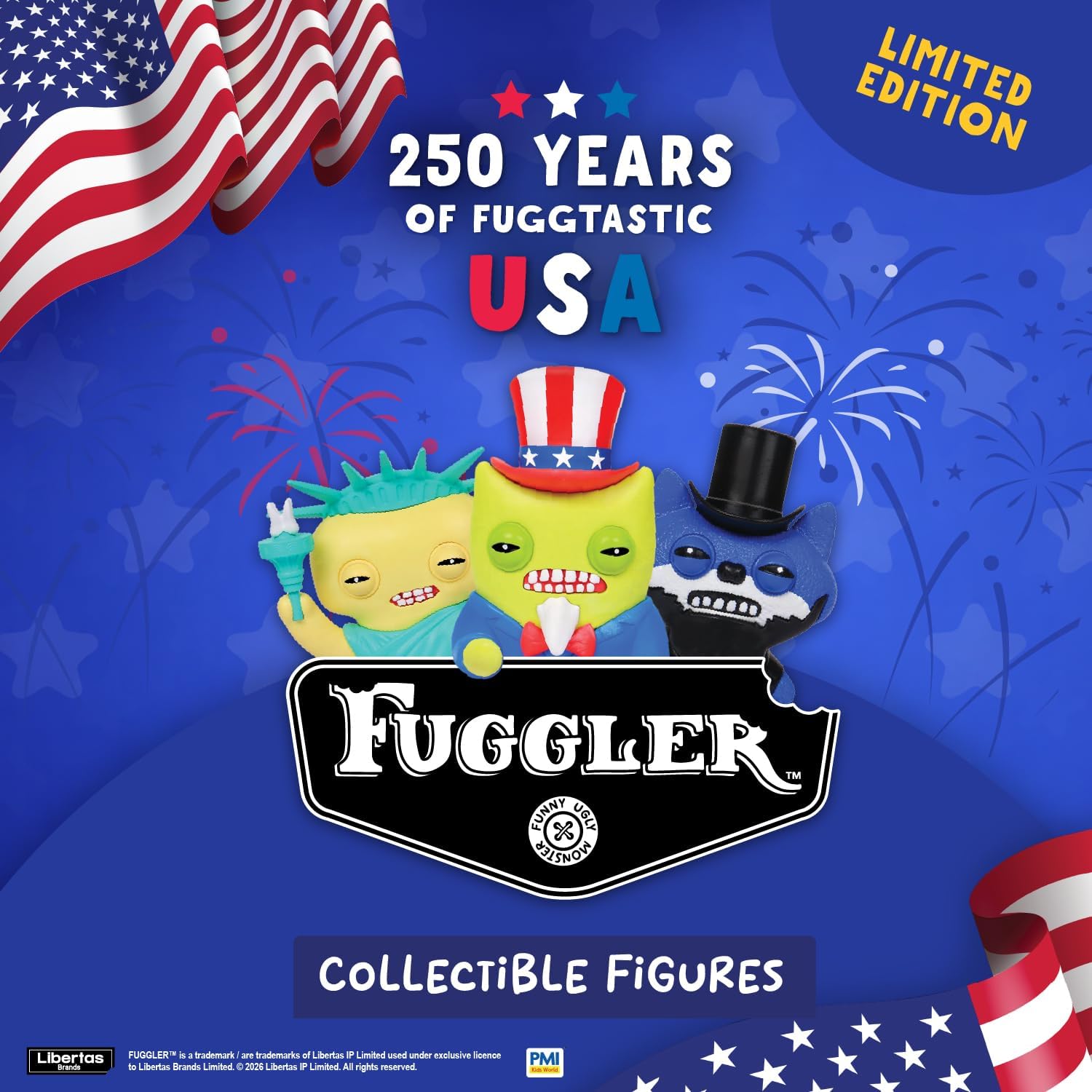 Fuggler USA 250 Anniversary Collectible Figures 12 Pack Deluxe Box Mystery Characters Patriotic Edition 25 Styles Rare Ultra Rare Figures Toy B