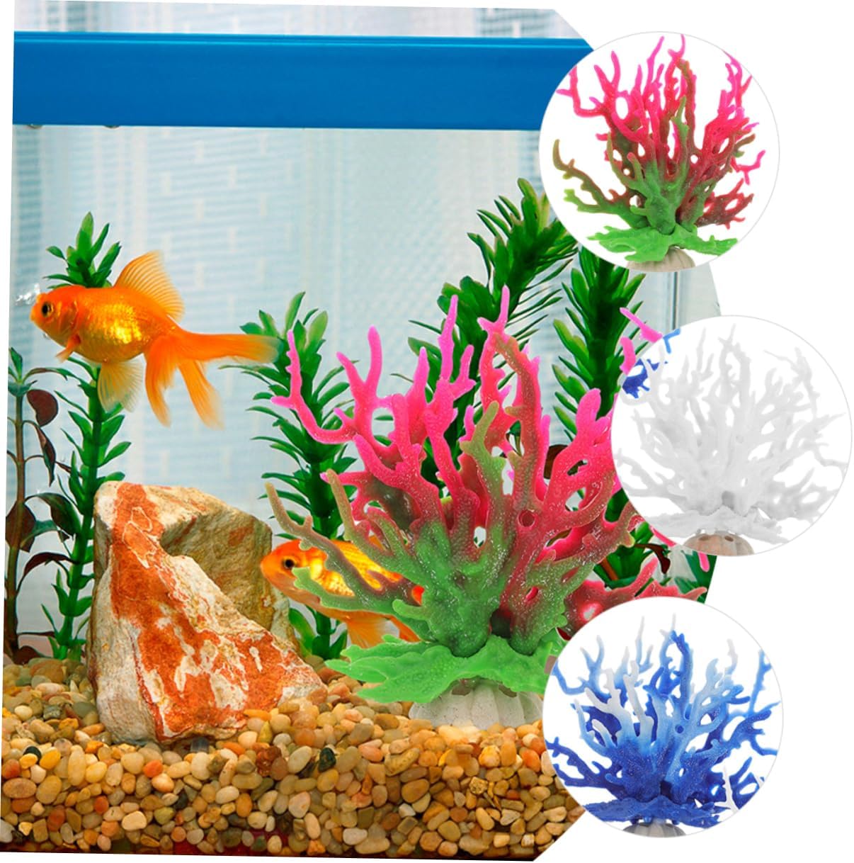 3sets Fish Tank Coral Ornaments Aquarium Coral Decor Artificial Aquarium Landscapes Simulated Coral Ornament Fountain Fish Tank Decoration Fake Coral Aquarium