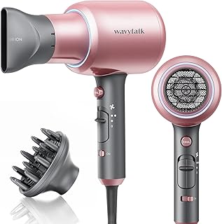 Sponsored Ad - Wavytalk Professional Ionic Hair Dryer Blow Dryer with Diffuser and Concentrator for Curly Hair 1875 Watt N...