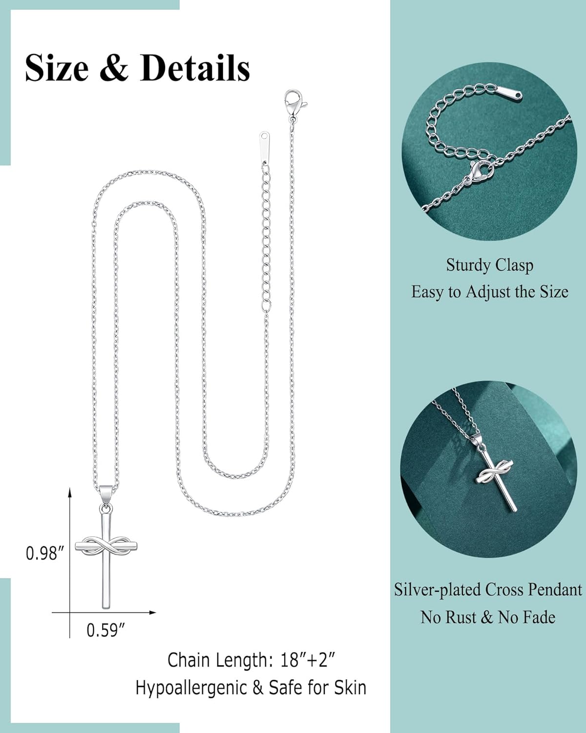 UPROMI Gold/Silver Cross Necklace Christian Gifts for Women Faith Religious Catholic Graduation Christmas Baptism Gifts for Women Adults Confirmation Gifts for Teen Girls - Image 3