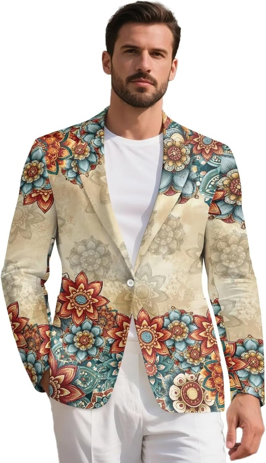 AFPANQZ Men's Sport Coats & Blazers Notched Lapel One Button Lightweight Slim Fit Stylish Suit Jacket with Pockets,S-5XL