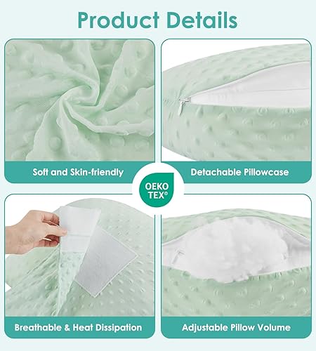 Miniatura 7 de Almohada de embarazo refrescante para dormir, desmontable y ajustable, almohada de maternidad de apoyo de doble cara, agradable a la piel para