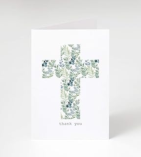 M Market On Mainstreet Watercolor Cross Christian Cards Perfect for Thank You, Encouragement, Prayer or Just Because, 25 Blank Cards with Envelopes, Made In The USA (Thank You)