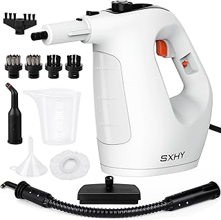 Limpiador de vapor portátil, limpiador de vapor doméstico multifuncional, tanque de agua transparente, juego de accesorios de 11 piezas, adecuado para grasa de cocina, sofás, baños, etc.