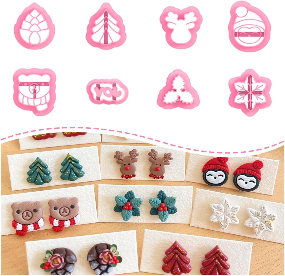 Keoker Christmas Clay Cutters, Christmas Clay Cutters for Polymer Clay Jewelry, 24 Shapes Polymer Clay Cutters Christmas, Polymer Clay Christmas Cutters, Santa Polymer Clay Cutter