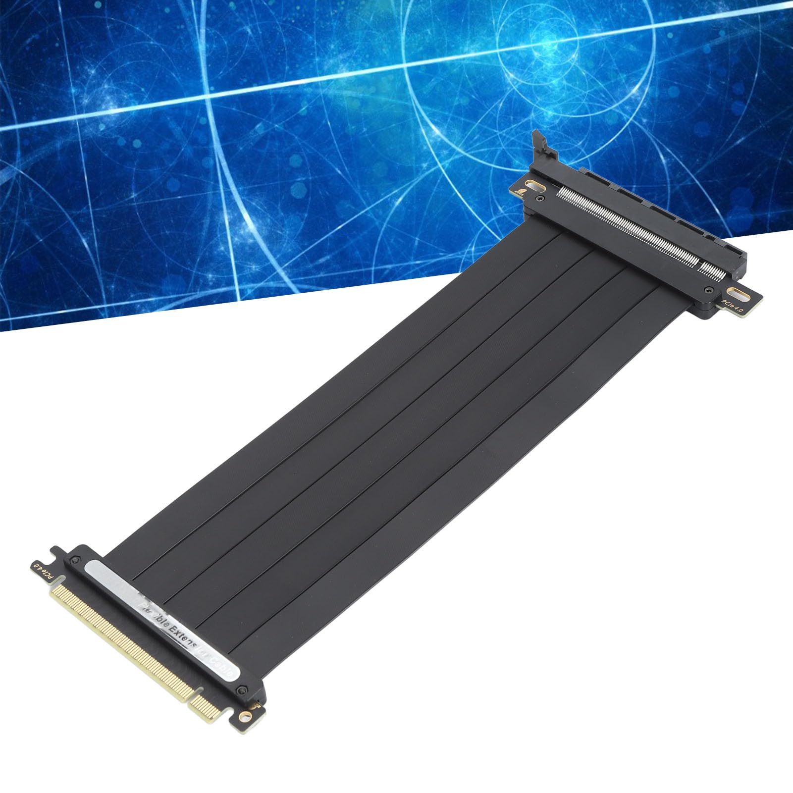 Pongnas Cavo Prolunga PCIe 4.0 X16, Cavo Riser GPU 180 Gradi 64GBS Cavo Placcato Argento EMI Schermato Plug and Play Design Segmentato per Chipset Z690 (300 mm)
