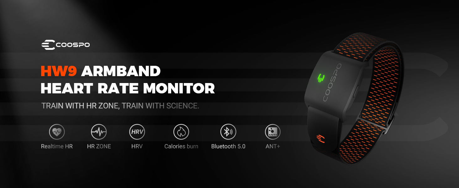 COOSPO Heart Rate Monitor Bracelet with BT & ANT , Optical Heart Rate Sensor unisex, Waterproof Compatible with CoospoRide, Mirror, Pulsoid