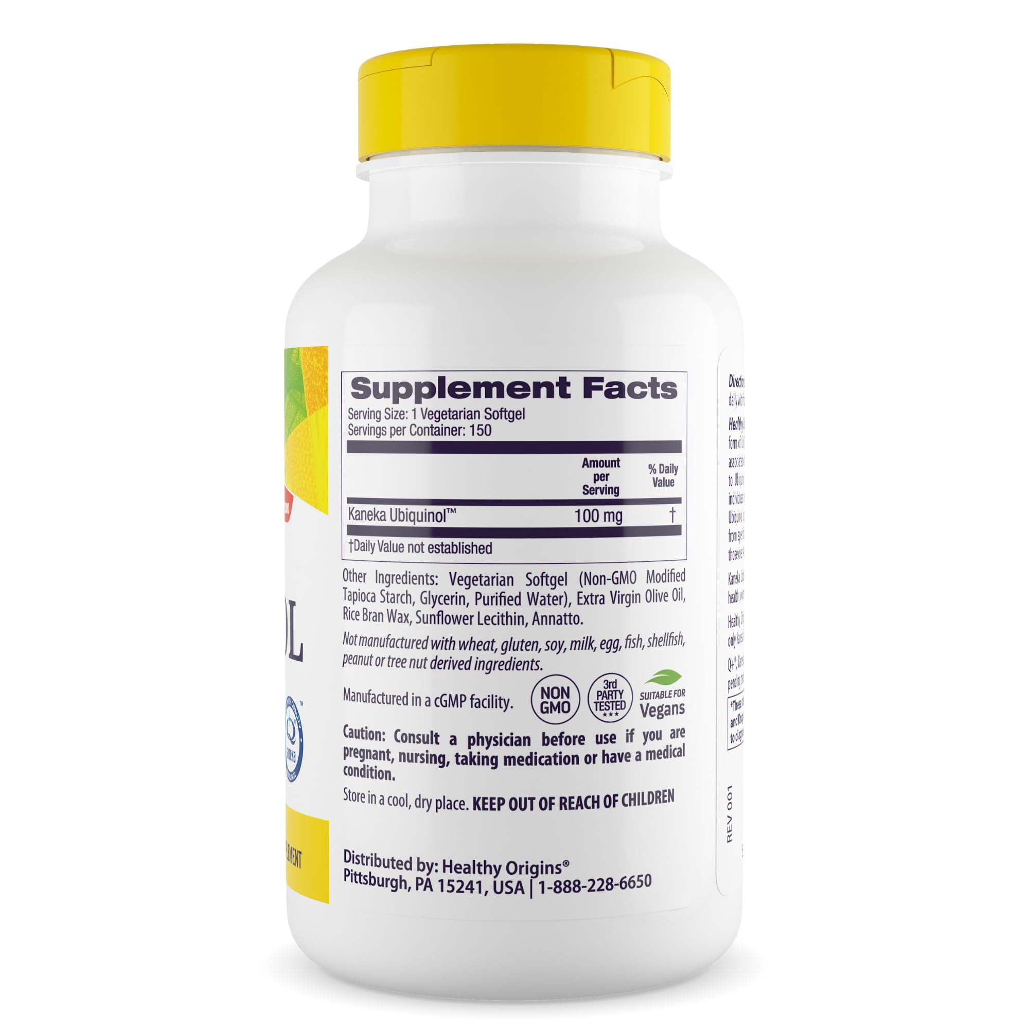 Healthy Origins Vegan Ubiquinol CoQ10 100 mg, 150 Gels — Amazon image 2