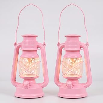 Pink Decorative Lanterns Indoor Battery Operated Lantern for Home Decor