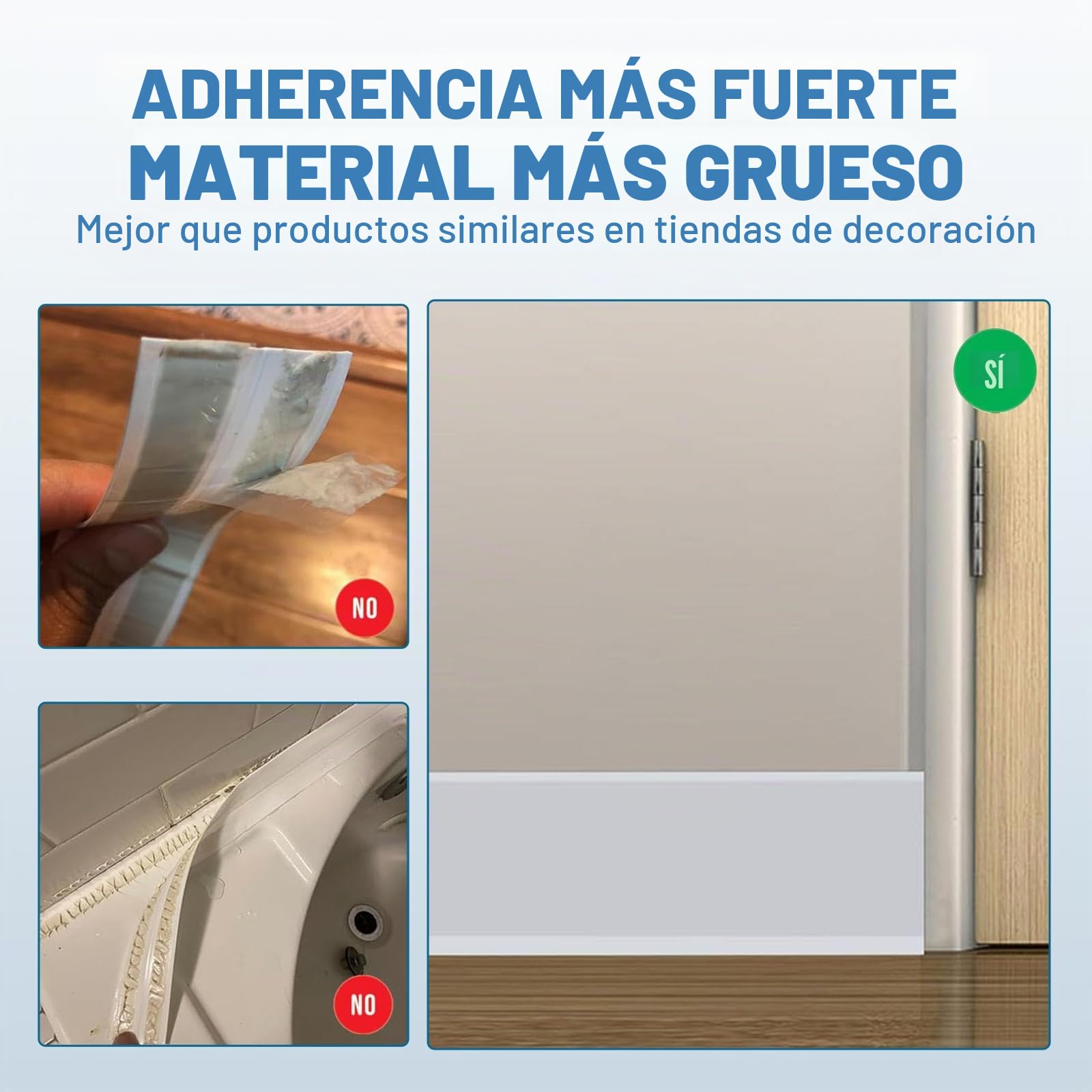 Rodapié blando autoadhesivo, 7 cm de zócalos de PVC blando, placas flexibles autoadhesivas impermeables, zócalo blando flexible adecuado para cocina y baño (blanco, 25 m)