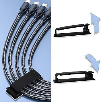 Cable Management Clips, Self Adhesive Cord Organizer Cord Holder, 10 PCS | Large Wire Clips Cord Holder for Under Desk Nightstand TV PC Ethernet Cables