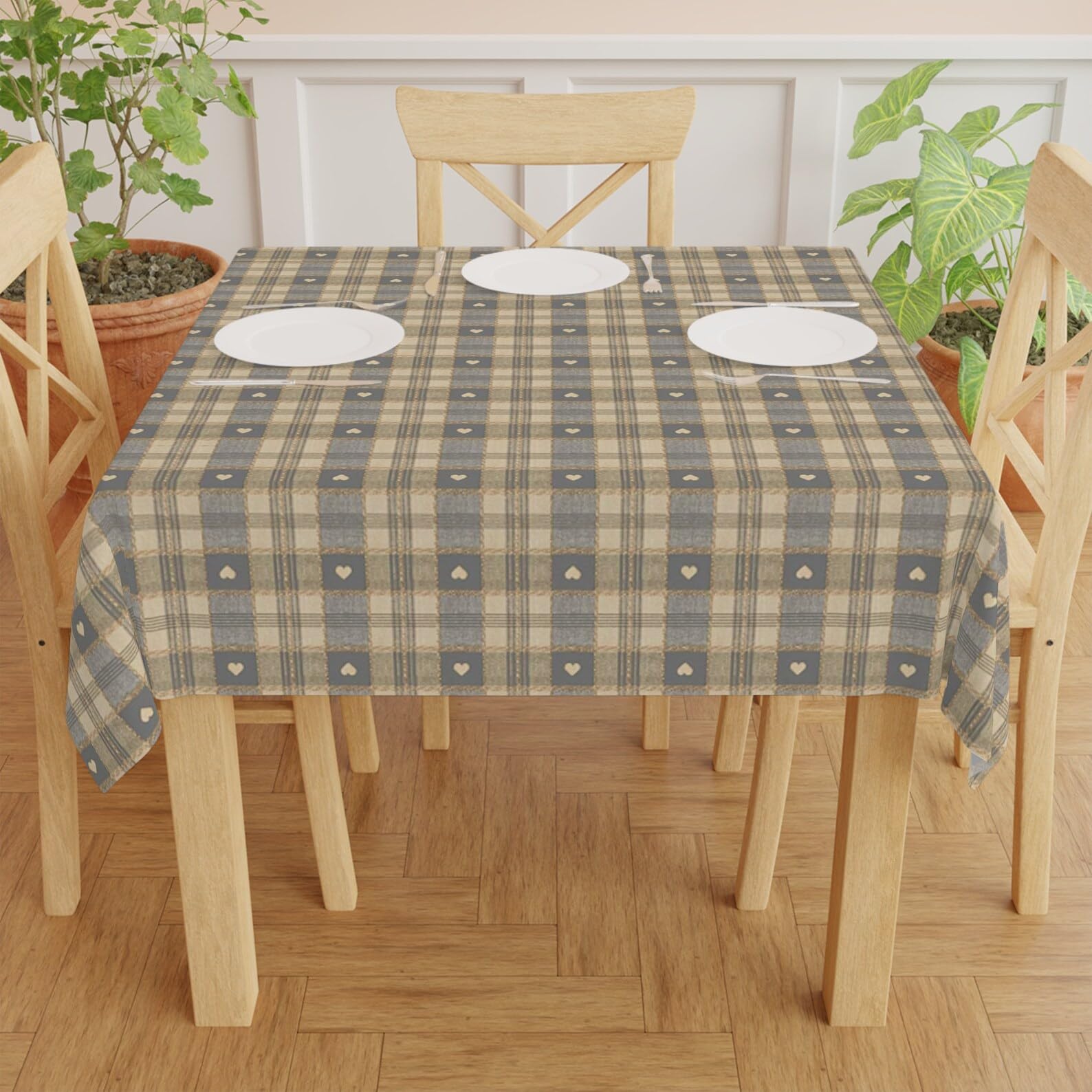 AKAKUS Table Cloth Wipeable Tablecloth PVC Plastic Wipe Clean Waterproof Square Table Cover Protector for Kitchen Picnic Outdoor Indoor (Grey, 137x185.cm (54"x73" inch))