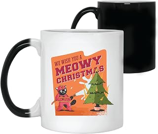 Funny Cat Christmas Gift We Wish You a Meowy Christmas for Cat Lovers 11oz 15oz Color Changing Mug