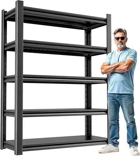 Miniatura 11 de Estante de almacenamiento – Estante de almacenamiento de garaje resistente de 5 estantes, organizador de estantería de metal para garaje, hogar y