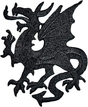 Black Dragon Wing Cartoon Embroidery Patch Dragon Japanese Chinese Kung Fu Yakuza Yin Yang Embroidered Applique Patches for Arts Crafts DIY Decor, Jeans, Jackets, Clothing, Bags