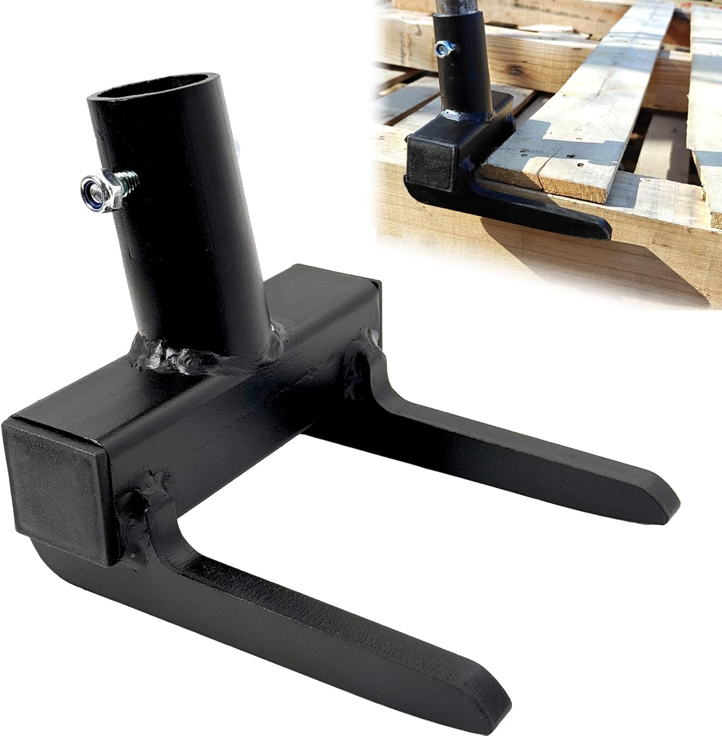 Pallet Buster with Handle 40’’ and Nail Puller, Fully Welded Deck Wrecker Pry Bar, Heavy Duty Pallet Deck Board Removal Tool, Industrial Breaker Bar for Removing or Tearing Down Woods, Black