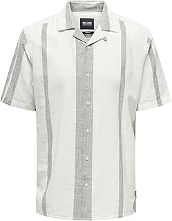 Only & Sons ONSCAIDEN LIFE STRIPE LINEN RESORT NOOS Gömlek Erkek