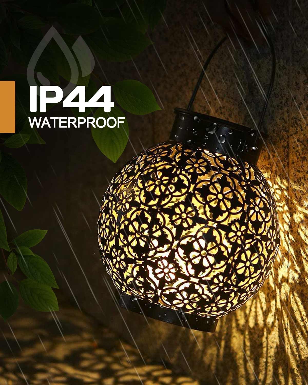 Solar Lantern Outdoor, IP44 Waterproof Lantern, Garden Solar Lamp for Sustainable Lighting Metal Hanging Patio Lawn Warm White, 2PACK - Image 2